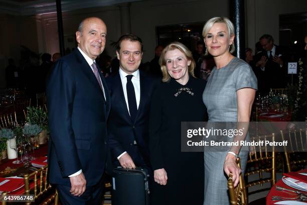 Alain Juppe, violonist Renaud Capucon, President of Versailles Castle Catherine Pegard and Laurence Ferrari attend the celebration of the 10th...