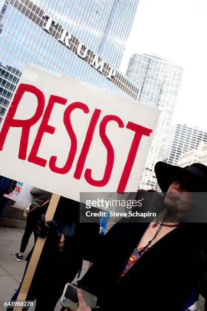 View of the crowd protesting during an anti-Trump rally held opposite the Trump Tower, Chicago, Illinois, February 20, 2017.