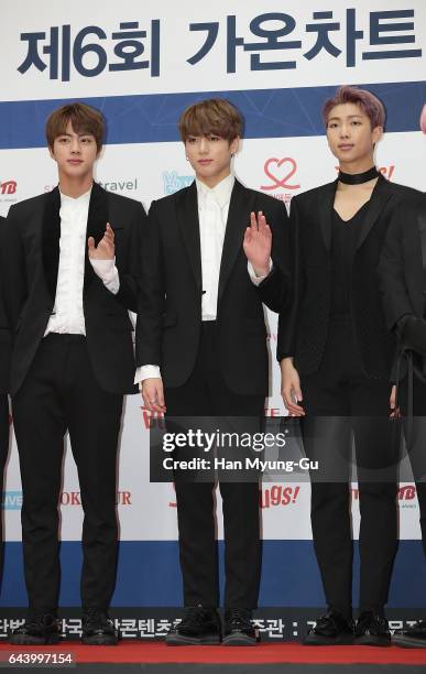 Members of boy band BTS attend the 6th Gaon Chart K-Pop Awards on February 22, 2017 in Seoul, South Korea.