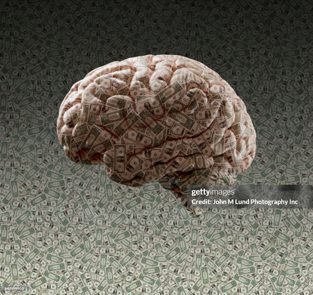 Brain made of dollar bills