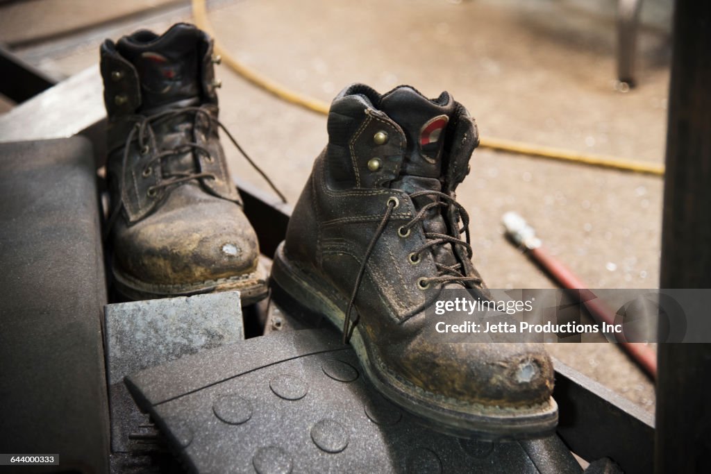 Close up of work boots