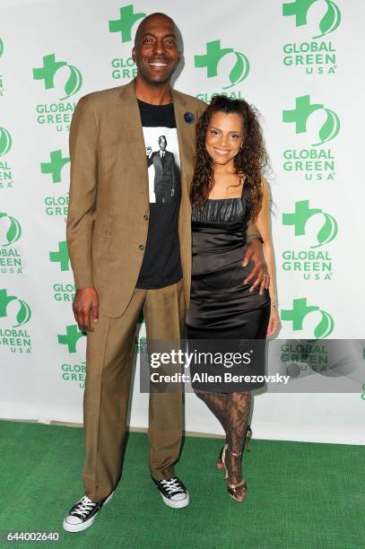 Former NBA player John Salley and Natasha Duffy attend the 14th Annual Global Green Pre-Oscar Gala at TAO Hollywood on February 22, 2017 in Los...