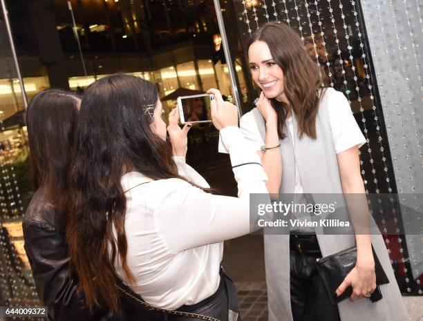 Louise Roe takes photos with fans at Atelier Swarovski and Louise Roe Celebrate Awards Season At the Grove on February 22, 2017 in Los Angeles,...