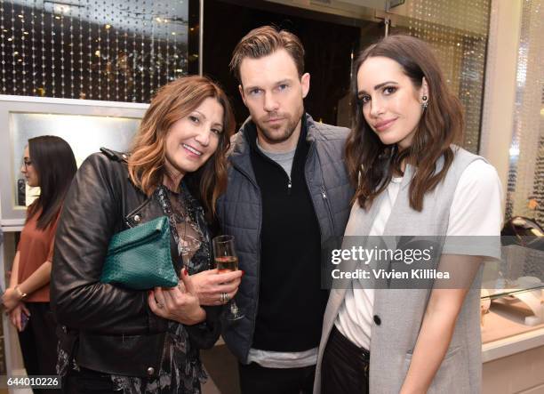 Nicole Allowitz, Mackenzie Hunkin and Louise Roe attend Atelier Swarovski and Louise Roe Celebrate Awards Season At the Grove on February 22, 2017 in...