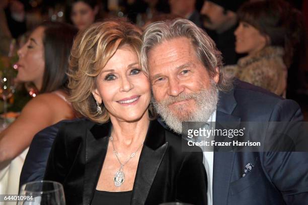 Actors Jane Fonda and Jeff Bridges attend the 14th Annual Global Green Pre Oscar Party at TAO Hollywood on February 22, 2017 in Los Angeles,...