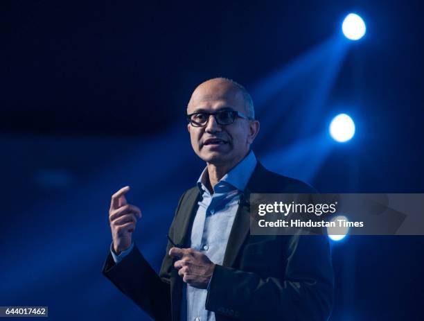 Microsoft CEO Satya Nadella delivers his keynotes at the company’s flagship technology and business conference -- Future Decoded 2017 at JW Marriott,...