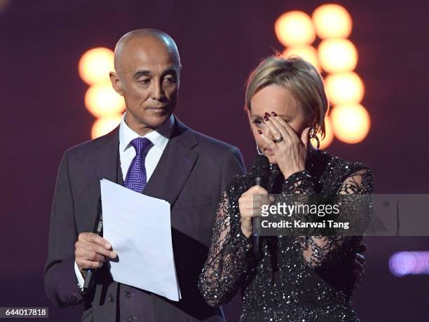 Andrew Ridgeley and Shirlie Holliman present a tribute to George Michael on stage at The BRIT Awards 2017 at The O2 Arena on February 22, 2017 in...