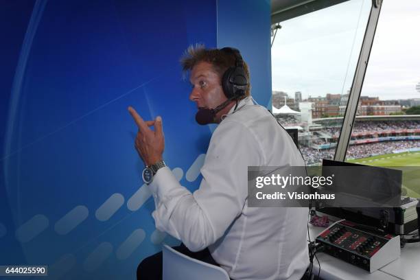 Ian Ward of Sky Sports Cricket during their coverage of day two of the 1st Investec test match between England and Pakistan at Lord's Cricket Ground...