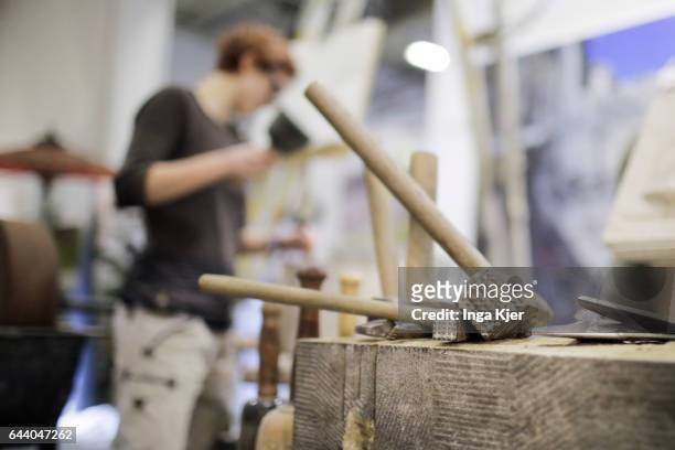 Berlin, Germany Close-up view in the workshop of a stonemason on February 06, 2017 in Berlin, Germany.