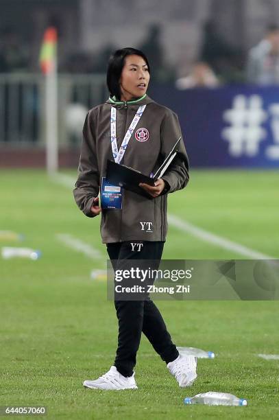 Coach Chan Yuen Ting of Eastern looks on during 2017 AFC Asian Champions League group match between Guangzhou Evergrande Taobao F.C. And Eastern...