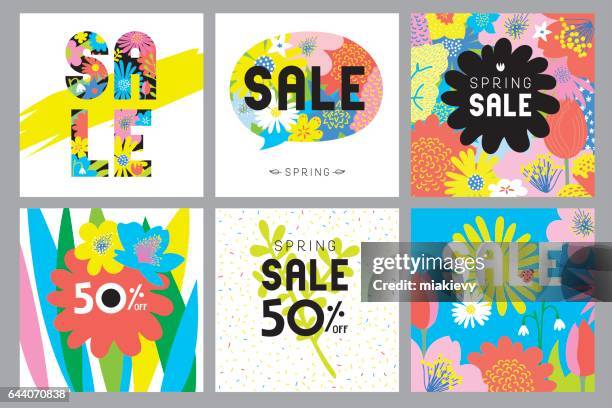 ilustraciones, imágenes clip art, dibujos animados e iconos de stock de venta de primavera flores tarjetas - parte de planta
