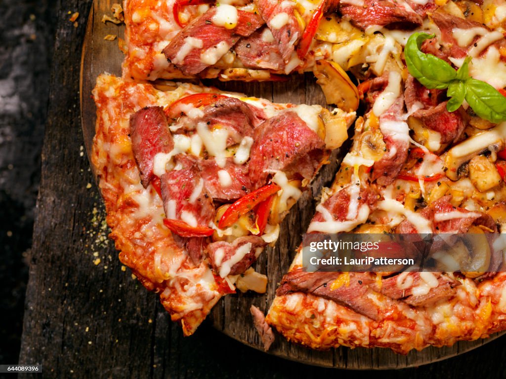 Steak and Mushroom Pizza
