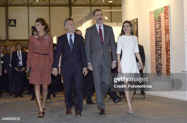 Argentina's First Lady Juliana Awada, Argentina's President Mauricio Macri, King Felipe VI of Spain and Queen Letizia of Spain attend the opening of...