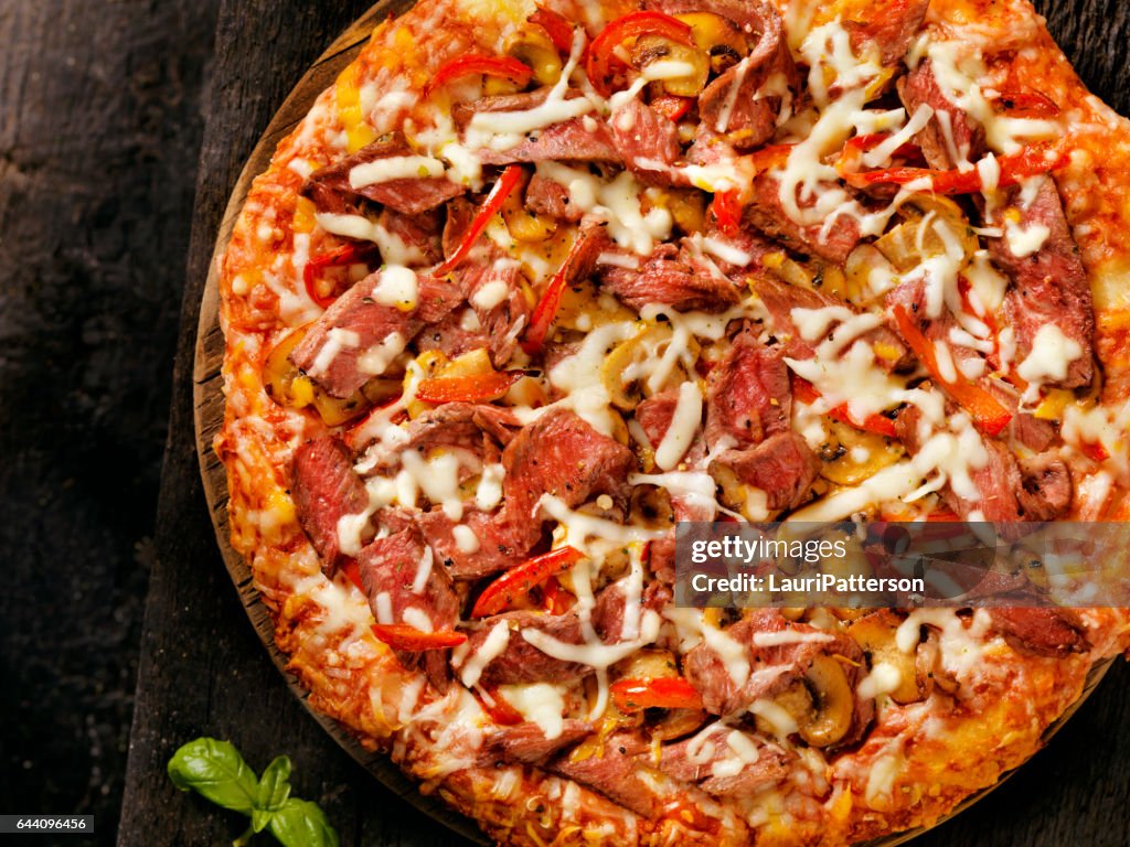 Steak and Mushroom Pizza