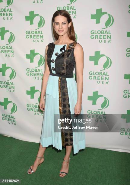 Actress Lyndsy Fonseca arrives at the 14th Annual Global Green Pre-Oscar Gala at TAO Hollywood on February 22, 2017 in Los Angeles, California.