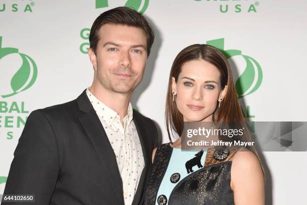 Actors Noah Bean and Lyndsy Fonseca arrive at the 14th Annual Global Green Pre-Oscar Gala at TAO Hollywood on February 22, 2017 in Los Angeles,...