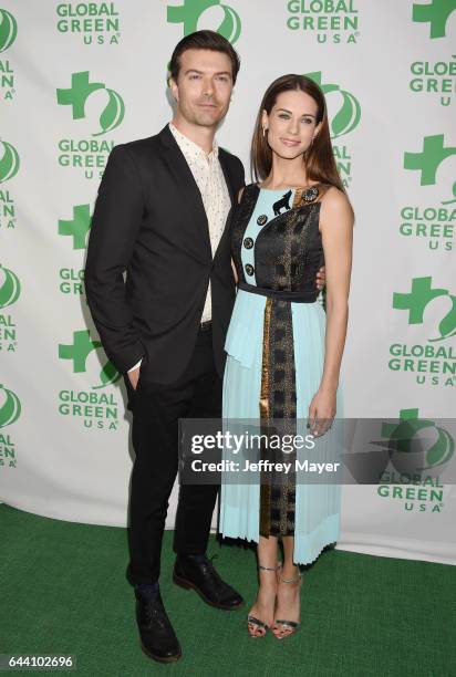 Actors Noah Bean and Lyndsy Fonseca arrive at the 14th Annual Global Green Pre-Oscar Gala at TAO Hollywood on February 22, 2017 in Los Angeles,...