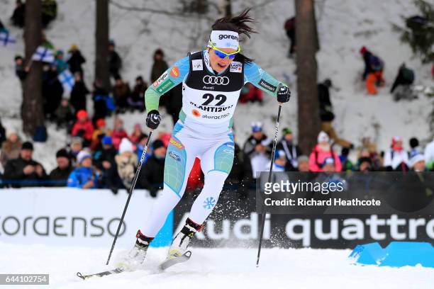 Katja Visnar of Slovenia competes in the Women's 1.4KM Cross Country Sprint qualification round during the FIS Nordic World Ski Championships on...