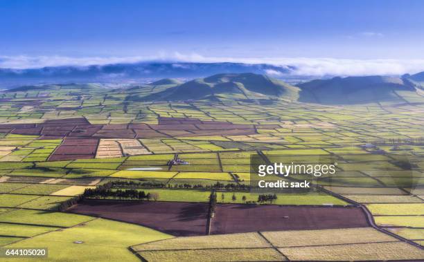 farmland and landscape on terceira island, azores - azores stock pictures, royalty-free photos & images