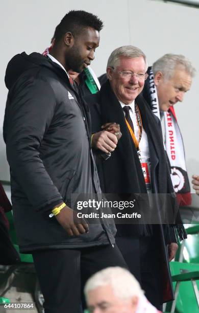 Sir Alex Ferguson attends the UEFA Europa League Round of 32 second leg match between AS Saint-Etienne and Manchester United at Stade...