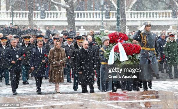 Russia's Prime Minister Dmitry Medvedev , Russian Federation Council Chairperson Valentina Matviyenko , Russia's President Vladimir Putin and...