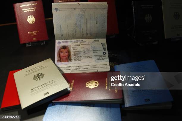 New passport of the Germany is displayed during its presentation in the Ministry of interior in Berlin, Germany on Februar 23, 2017.