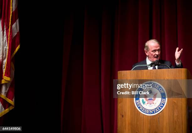 Rep. Leonard Lance, R-N.J., holds a town hall meeting at the Raritan Valley Community College in Branchburg, N.J., on Wednesday, Feb. 22, 2017.