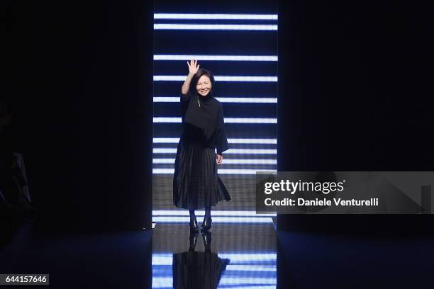 Fashion Designer Izumi Ogino walks the runway at the Anteprima show during Milan Fashion Week Fall/Winter 2017/18 on February 23, 2017 in Milan,...