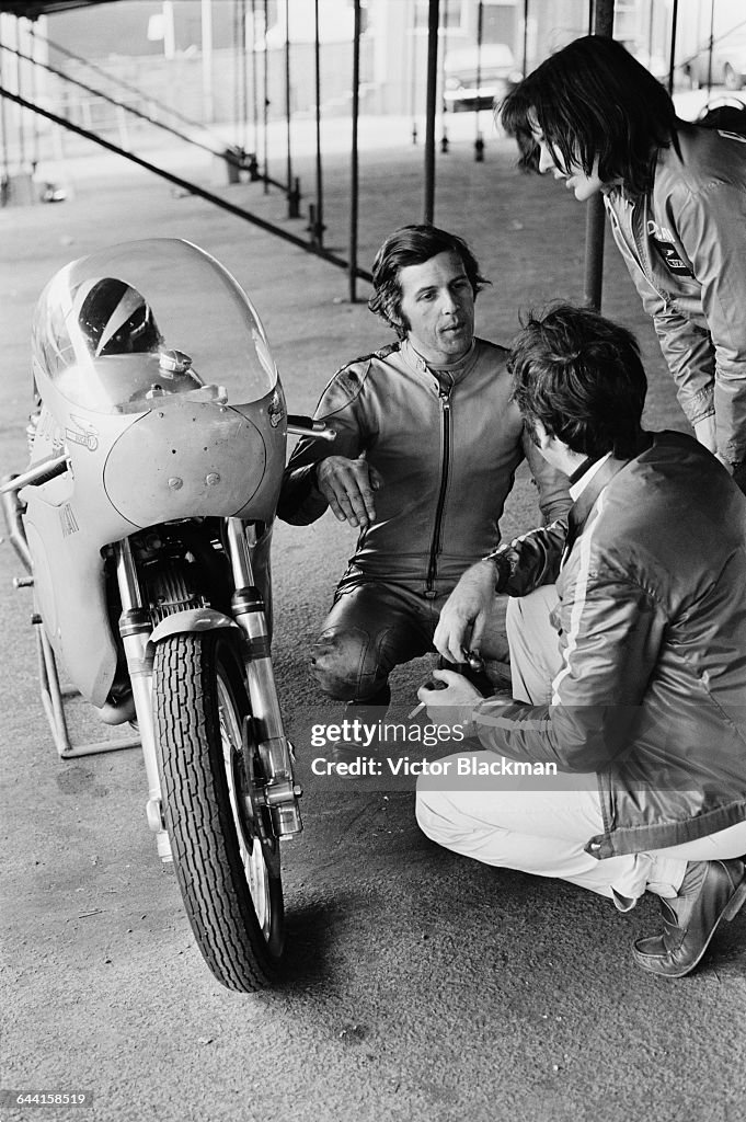 Phil Rider English motorcycle road racer Phil Read with the new Ducati racing ...