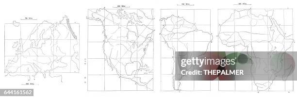 map drawing technique 1881 - eastern hemisphere stock illustrations