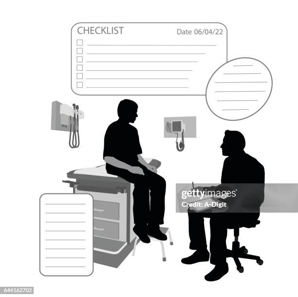 doctors diagnosis - doctor taking notes stock illustrations