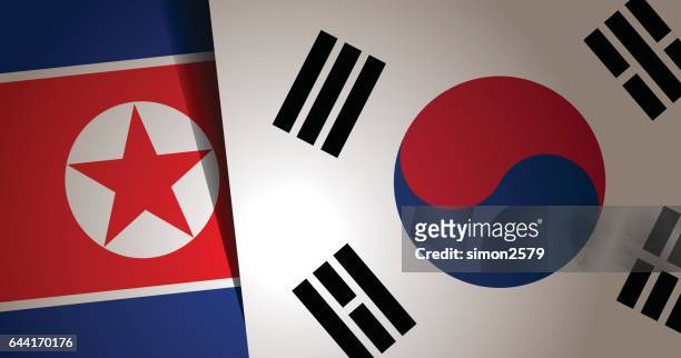 韓国と北朝鮮の旗の背景 - malaysia north korea crisis点のイ��ラスト素材／クリップアート素材／マンガ素材／アイコン素材