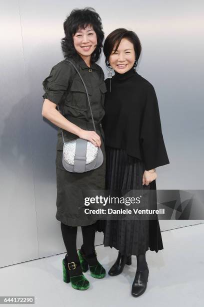 Deputy Editor in Chef Numero Magazine Michie Mito and Fashion Designer Izumi Ogino are seen backstage ahead of the Anteprima show during Milan...