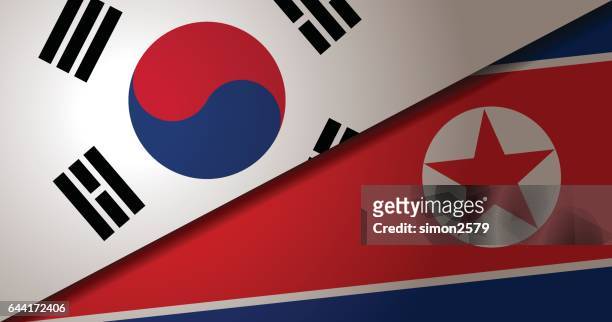 韓國和朝鮮國旗與垃圾紋理背景 - south korea 幅插畫檔、美工圖案、卡通及圖標
