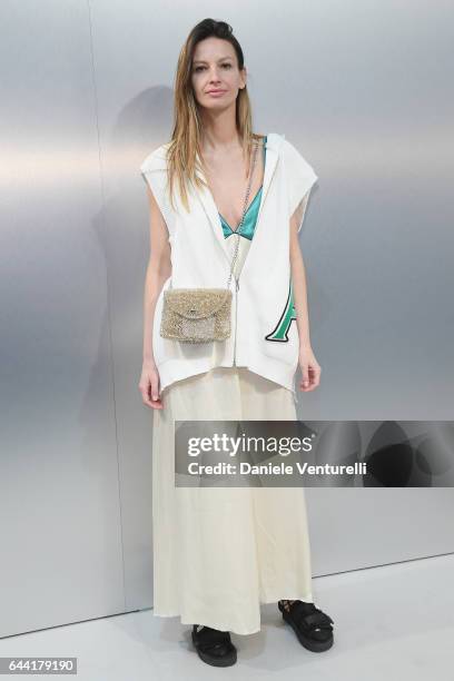 Guest is seen backstage ahead of the Anteprima show during Milan Fashion Week Fall/Winter 2017/18 on February 23, 2017 in Milan, Italy.