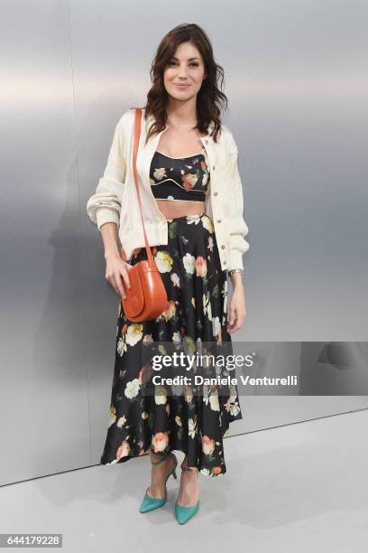 Guest is seen backstage ahead of the Anteprima show during Milan Fashion Week Fall/Winter 2017/18 on February 23, 2017 in Milan, Italy.