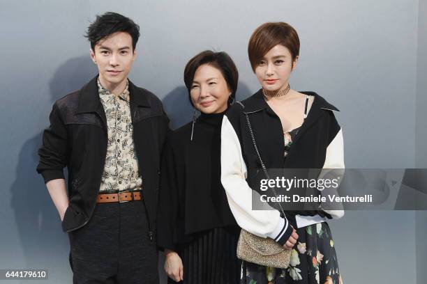 Lawrence Wong, Fashion Designer Izumi Ogino and Lan Qin are seen backstage ahead of the Anteprima show during Milan Fashion Week Fall/Winter 2017/18...