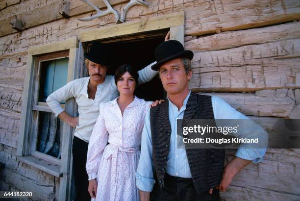 Paul Newman, Katherine Ross, and Robert Redford on the set of Butch Cassidy and the Sundance Kid.