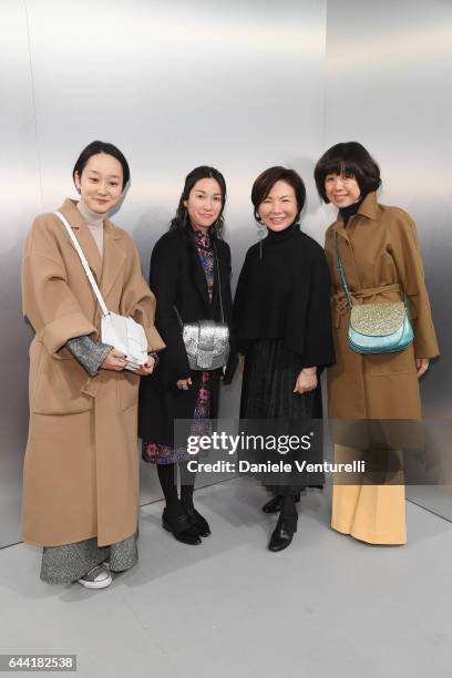 Kaoru Totoki, Nobuko Namiki, Fashion Designer Izumi Ogino and Hidemi Uchida are seen backstage ahead of the Anteprima show during Milan Fashion Week...