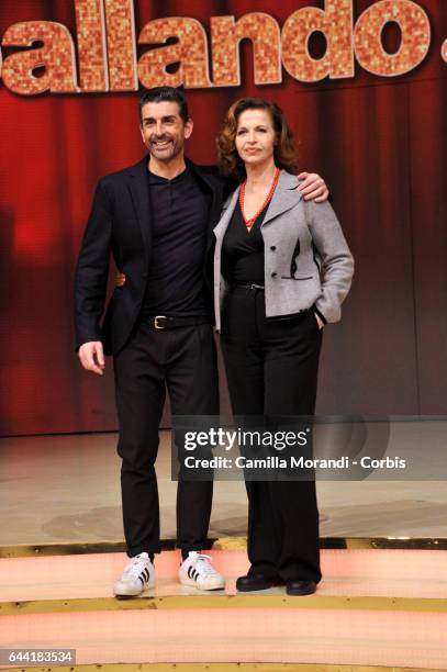 Anna Galiena and Simone Di Pasquale attend 'Ballando Con Le Stelle' Press Conference In Rom on February 23, 2017 in Rome, Italy.
