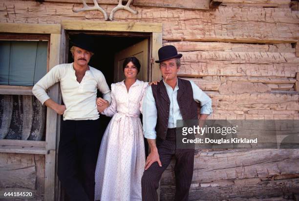 Paul Newman, Katherine Ross, and Robert Redford on the set of Butch Cassidy and the Sundance Kid.