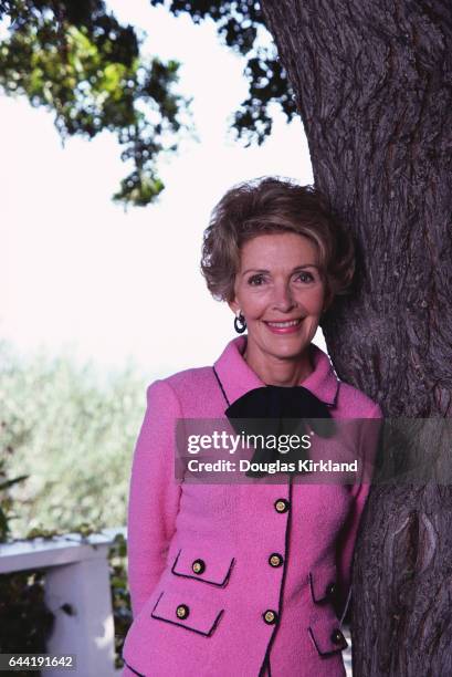 Nancy Reagan Leaning Against a Tree