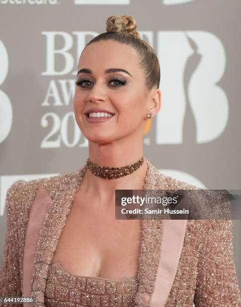 Katy Perry attends The BRIT Awards 2017 at The O2 Arena on February 22, 2017 in London, England.