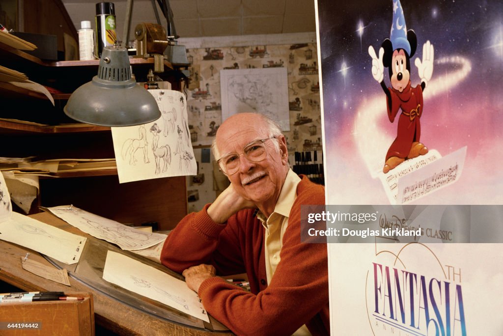 Disney Animator Ollie Johnston in His Studio