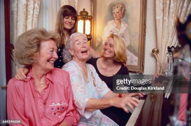 Actress Cybill Shepherd at home with her family. Clockwise, from top: Cybill's daughter, Clementine Ford, Cybill, great-grandmother Gladys Shobe, and...