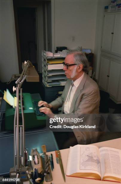 Author and Scientist Isaac Asimov at the Typewriter