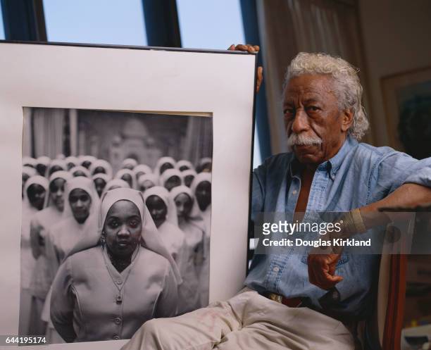 Gordon Parks with Photo of Ethel Sharieff
