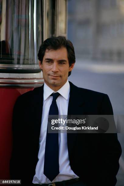 Timothy Dalton plays James Bond in the 1987 motion picture The Living Daylights.