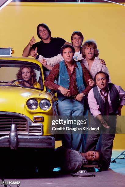 Cast of the television comedy Taxi in its first season, clockwise from top, Tony Danza, Randall Carver, Judd Hirsch , Jeff Conaway, Danny DeVito,...