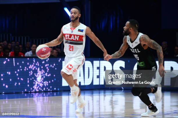 Roberson John of Chalon during the match between Chalon Sur Saone and Lyon Villeurbanne during the Leaders Cup tournament at Disneyland Resort Paris...